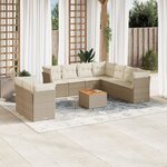vidaXL Salon de jardin 11 Pièces avec coussins beige résine tressée
