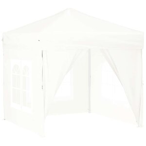 vidaXL Tente de réception pliable avec parois Blanc 2x2 m