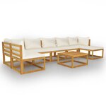 vidaXL Salon de jardin 8 Pièces avec coussin Crème Bois d'acacia solide