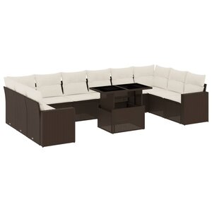 vidaXL Salon de jardin et coussins 11 Pièces marron résine tressée