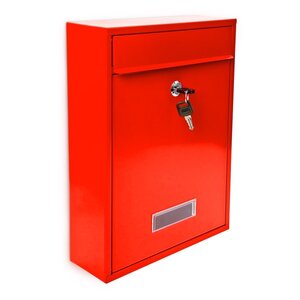Boite aux lettres design contemporain murale rouge jardin extérieur