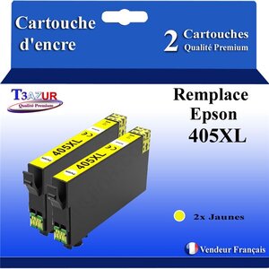 T3AZUR - 2 Cartouches compatibles avec Cartouche compatible avec Epson 405 405 XL pour Epson Workforce Pro WF-7800 WF-7830DTWf WF-7835 DTWf WF-7840DTWf WF-7310DTW WF-7830DTW Jaunes