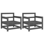 vidaXL Chaises de jardin lot de 2 gris bois massif de pin