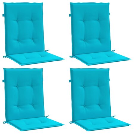 vidaXL Coussins de chaise à dossier bas lot de 4 turquoise tissu