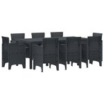vidaXL Ensemble de salle à manger de jardin 9 pièces avec coussins gris foncé en poly rotin