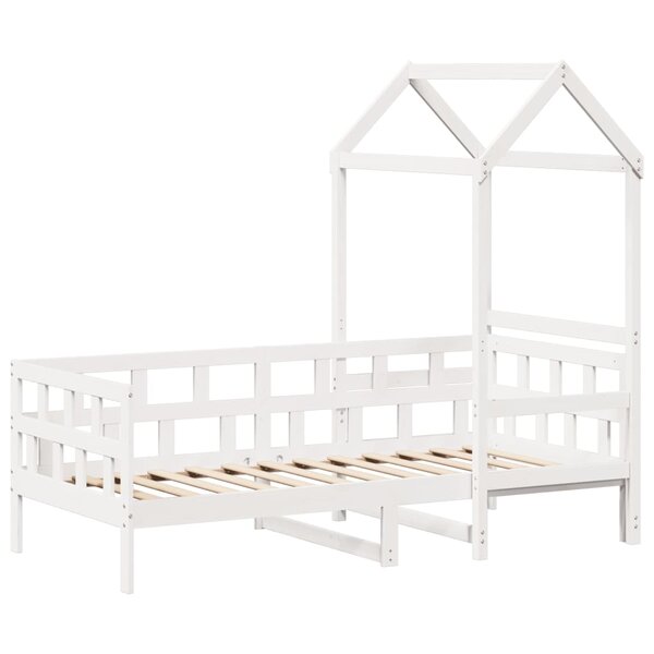 vidaXL Lit de jour avec toit blanc 90x190 cm bois de pin massif
