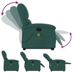 vidaXL Fauteuil inclinable de massage Vert foncé Tissu