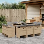 vidaXL Ensemble à manger de jardin et coussins 11 Pièces mélange beige
