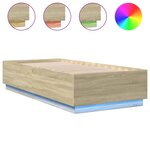 vidaXL Cadre de lit avec lumières LED chêne sonoma 100x200 cm