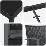 vidaXL Ensemble de salle à manger de jardin 9 pièces avec coussins en poly rotin noir