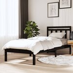 vidaXL Cadre de lit Noir 75x190 cm Petit simple Bois massif