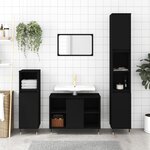 vidaXL Ensemble de meubles salle de bain 3 Pièces noir bois d'ingénierie