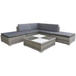 vidaXL Salon de jardin avec coussins 6 Pièces résine tressée gris