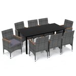 vidaXL Ensemble à manger de jardin coussins 9Pièces Résine tressée Gris