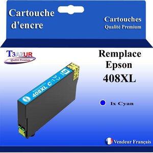 T3AZUR - Cartouche compatible avec Epson WorkForce Pro WF-C4810DTWF 408 408L 408XL - Cyan