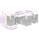 vidaXL Ensemble à manger de jardin et coussins 7 Pièces beige poly rotin