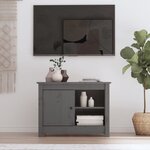 vidaXL Meuble TV Gris 70x36 5x52 cm Bois de pin massif