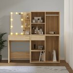 vidaXL Coiffeuse à LED avec 2 armoires Chêne sonoma Bois d'ingénierie