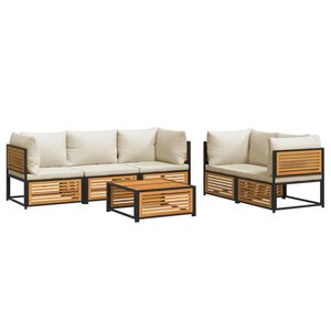 vidaXL Salon de jardin avec coussins 6 Pièces bois d'acacia solide