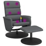 vidaXL Fauteuil inclinable de massage avec repose-pied gris similicuir