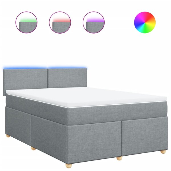 vidaXL Sommier à lattes de lit avec matelas Gris clair 140x190cm Tissu