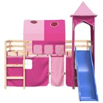 vidaXL Lit mezzanine enfants avec tour rose 80x200cm bois pin massif