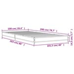 vidaXL Cadre de lit chêne fumé 100x200 cm bois d'ingénierie et métal