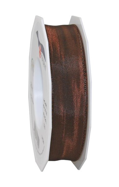 Ruban de soie acetat laitonné lyon 25-m-rouleau 25 mm brun