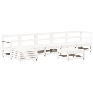 vidaXL Salon de jardin 7 Pièces Blanc Bois de pin massif