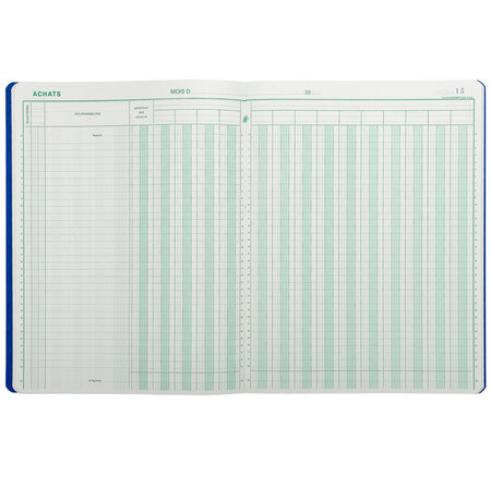 Piqure 32x25cm ACHATS 15 colonnes sur 2 pages 33 lignes 80pages EXACOMPTA