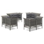 vidaXL Salon de jardin 8 Pièces avec coussins Gris Résine tressée