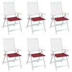 vidaXL Coussins de chaise de jardin lot de 6 rouge bordeaux 50x50x3 cm