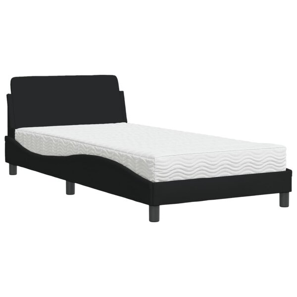 vidaXL Lit avec matelas noir 100x200 cm tissu