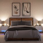vidaXL Tables de chevet murales avec lumières LED 2 Pièces blanc