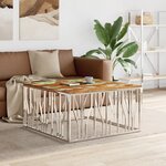 vidaXL Table basse argenté acier inoxydable et bois massif d'acacia