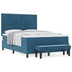 vidaXL Lit à ressort avec matelas et banc bleu nuit 140x190 cm en velours