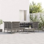 vidaXL Salon de jardin 7 Pièces avec coussins Gris Résine tressée