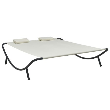 vidaXL Chaise longue d'extérieur Tissu Crème