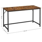 Bureau table poste de travail 140 cm pour bureau salon chambre assemblage simple métal style industriel marron rustique et noir 12_0001306