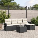 vidaXL Salon de jardin 6 Pièces avec coussins noir résine tressée