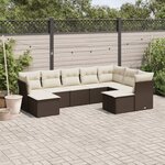 vidaXL Salon de jardin avec coussins 9 Pièces marron résine tressée