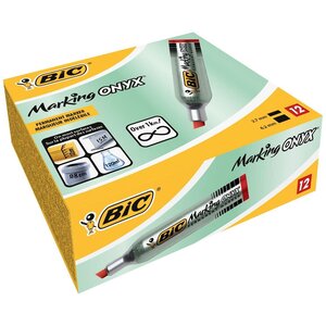 Marqueur Permanent MARKING ONYX 1481 Pointe Biseau 2 7 à 6 2 mm Rouge x 12 BIC