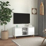 vidaXL Meuble TV avec pieds en bois Blanc brillant 103 5x35x50 cm