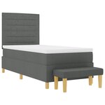 vidaXL Lit Box Spring avec Matelas & Banc Gris Foncé 90x200 cm Tissu