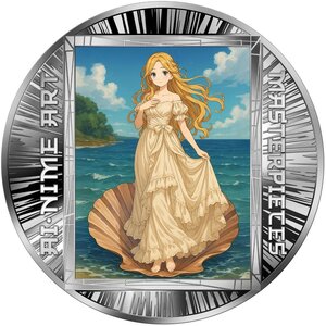 Pièce de monnaie en Argent 500 Francs g 15.57 (1/2 oz) Millésime 2025 AI-nime Art Masterpieces BIRTH OF VENUS