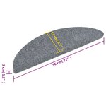 vidaXL Tapis d'escalier auto-adhésif 15 Pièces 56x17x3 cm Gris clair
