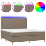 vidaXL Sommier à lattes de lit et matelas et LED Taupe 160x200cm Tissu