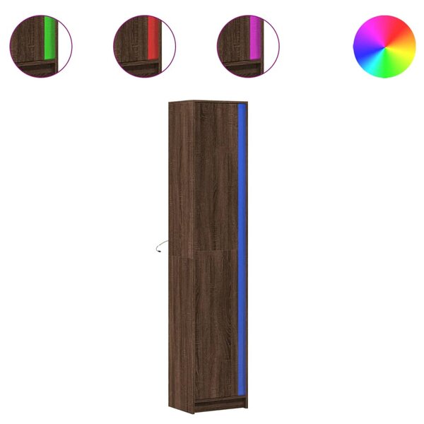 vidaXL Buffet haut LED chêne brun 41 5x32 5x200 cm bois d’ingénierie