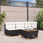 vidaXL Canapé de jardin sans accoudoirs coussins noir résine tressée
