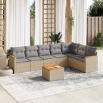 vidaXL Salon de jardin avec coussins 8Pièces mélange beige résine tressée
